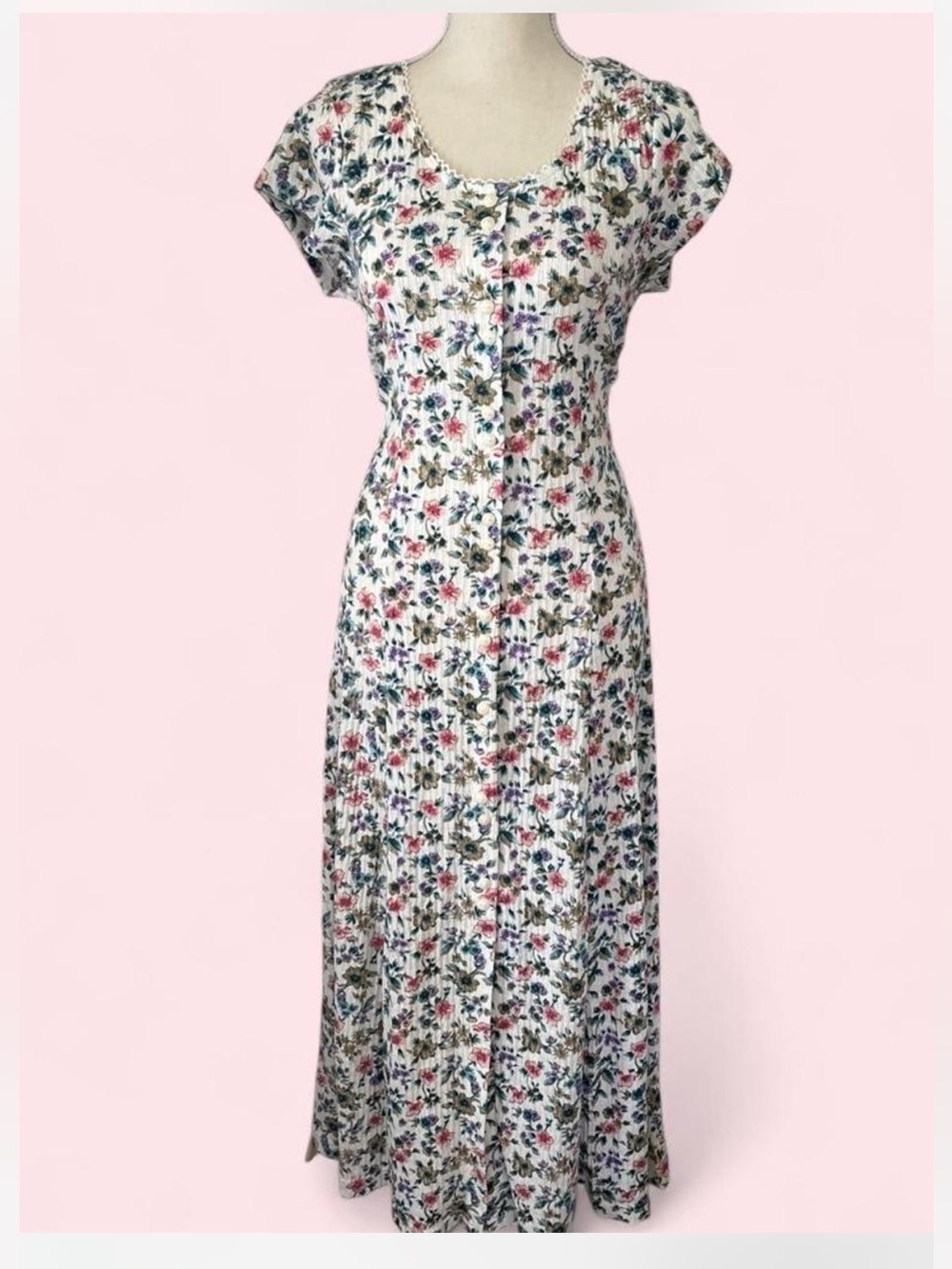 Vintage Fashion Bug Floral Maxi Dress Cottagecore 90s Grunge Fairycore